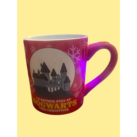 Harry Potter I’d Rather Stay At Hogwarts Christmas Coffee Mug Collectible Movie - Picture 2 of 7